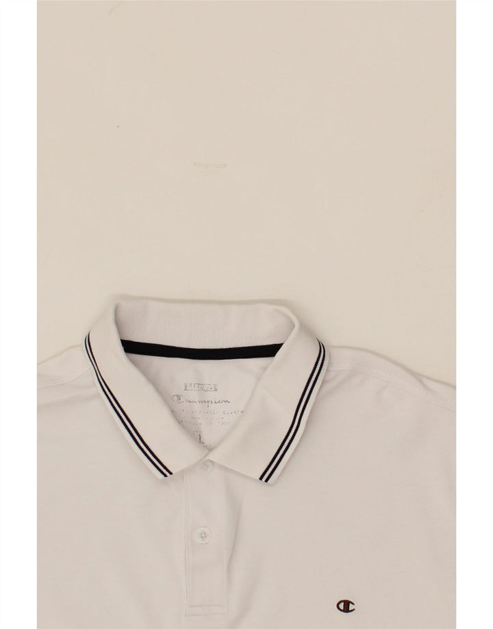 CHAMPION Mens Polo Shirt Large White Cotton Vintage Champion and Second-Hand Champion from Messina Hembry 