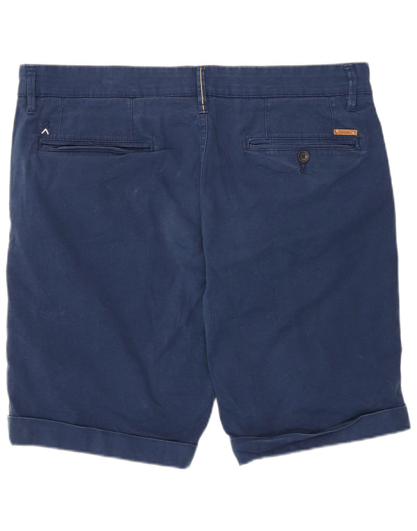 Zara Mens Chino Shorts EU 42 Large W32 Navy Blue Cotton
