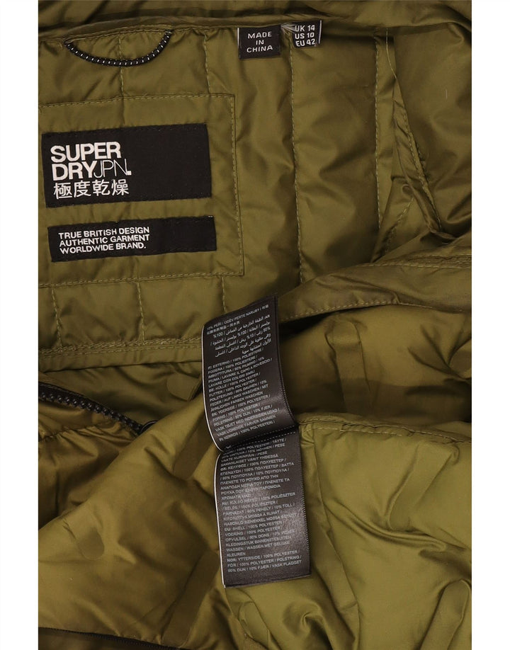 Superdry Mens Hooded Padded Jacket UK 14 Large Green Polyester