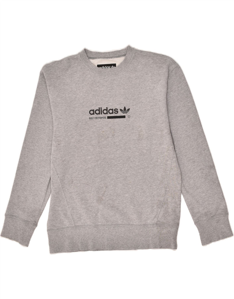 ADIDAS Mens Graphic Sweatshirt Jumper Small Grey Cotton | Vintage Adidas | Thrift | Second-Hand Adidas | Used Clothing | Messina Hembry 