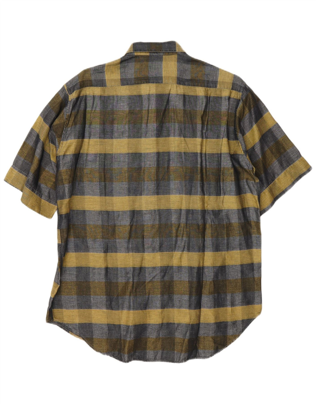 Sangiorgio Mens Short Sleeve Shirt Size 40/15 Medium Grey Check