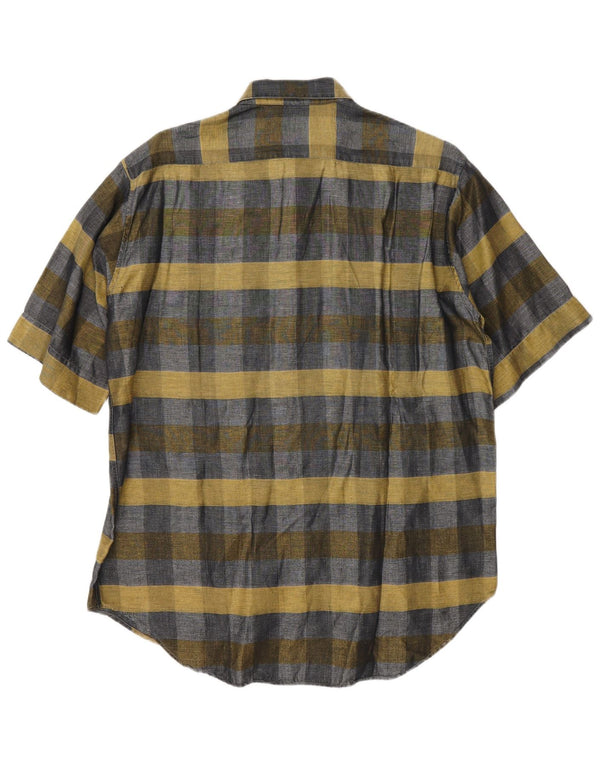 Sangiorgio Mens Short Sleeve Shirt Size 40/15 Medium Grey Check