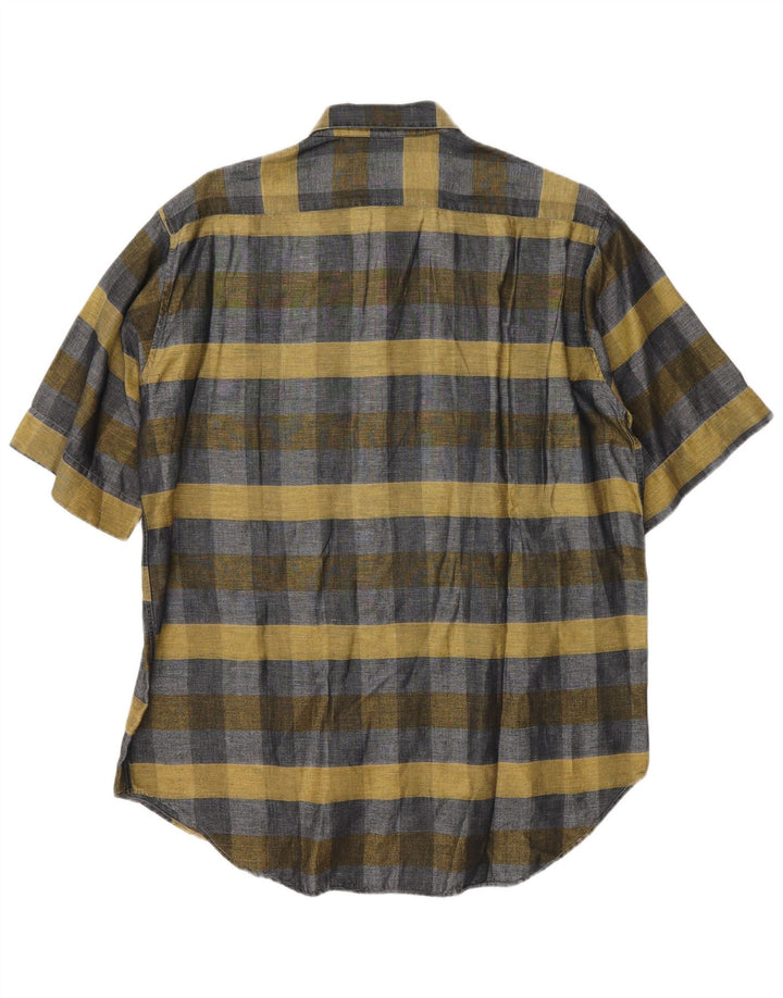 Sangiorgio Mens Short Sleeve Shirt Size 40/15 Medium Grey Check
