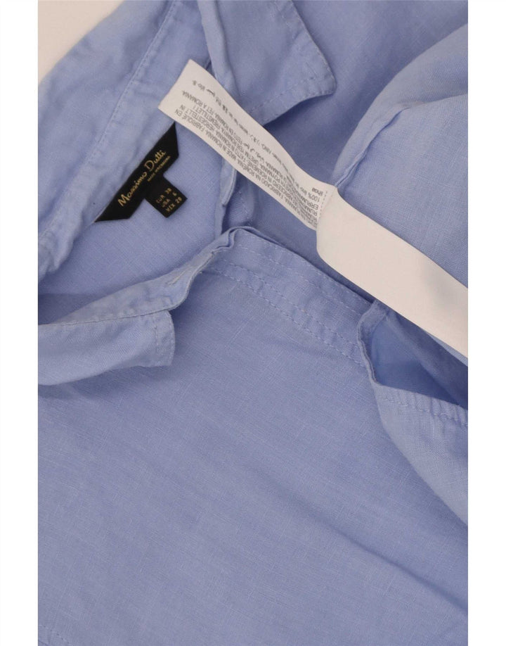 Massimo Dutti Womens Shirt EU 38 Small Blue Linen