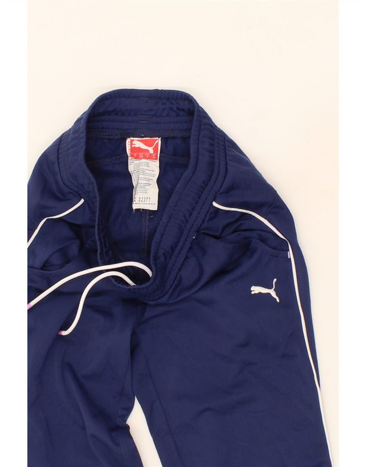 PUMA Girls Tracksuit Trousers Joggers 7-8 Years  Navy Blue Polyester Vintage Puma and Second-Hand Puma from Messina Hembry 