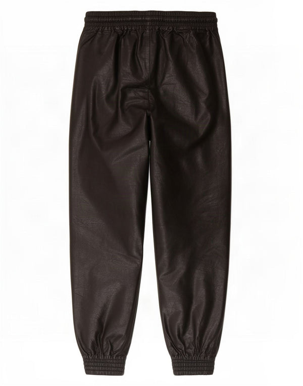Zara Womens Joggers Faux Leather Trousers Small W26 L26 Black Viscose
