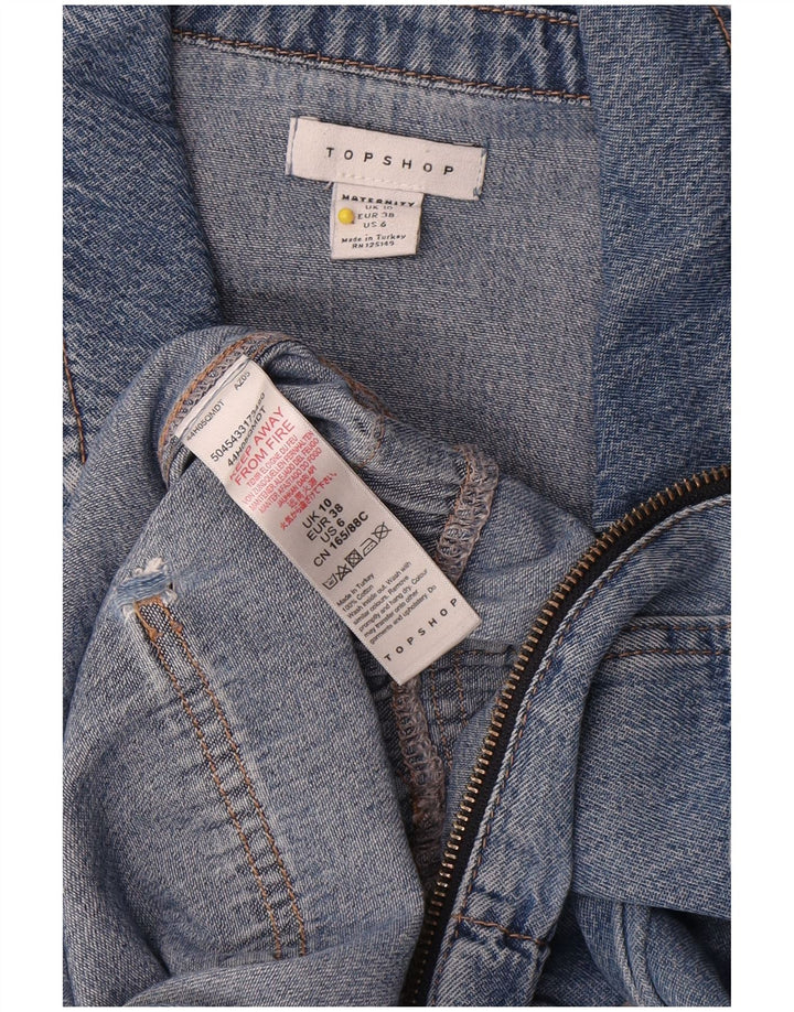 Topshop Womens Oversized Long Sleeve Denim Jumpsuit UK 10 Small Blue