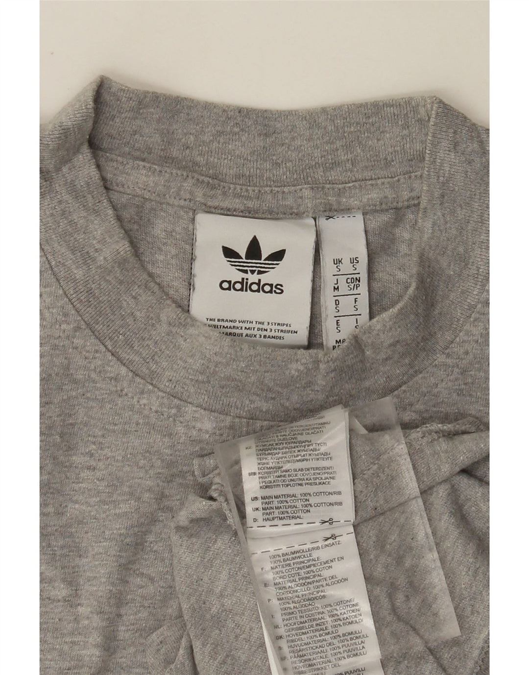 ADIDAS Mens Graphic T-Shirt Top Small Grey Flecked Cotton