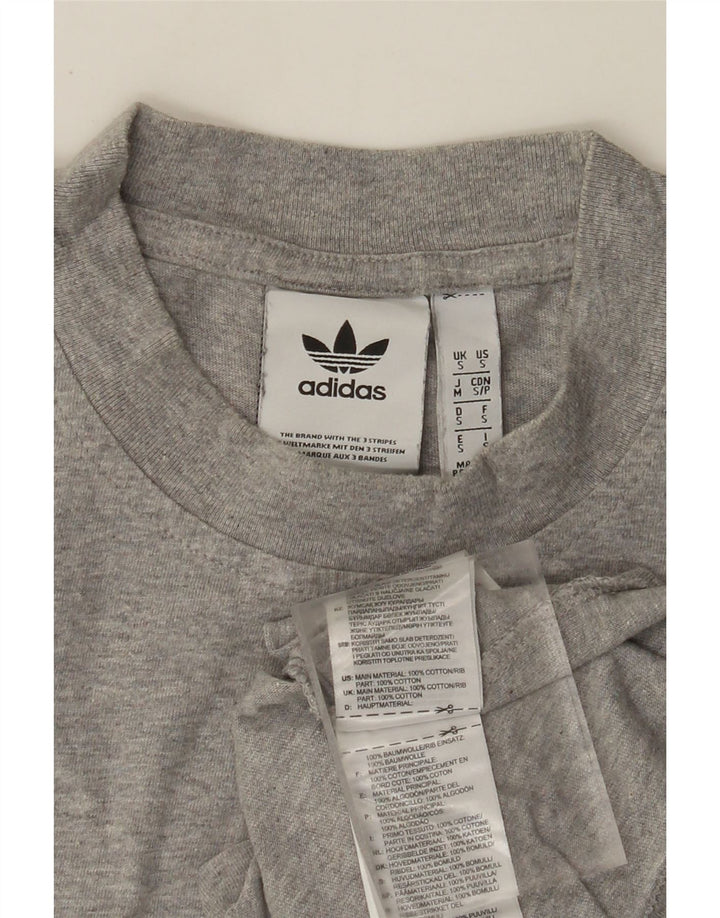 ADIDAS Mens Graphic T-Shirt Top Small Grey Flecked Cotton