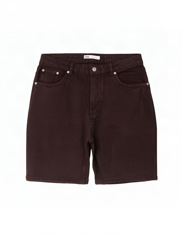Zara Mens Denim Shorts EU 44 Large W34 Black Cotton
