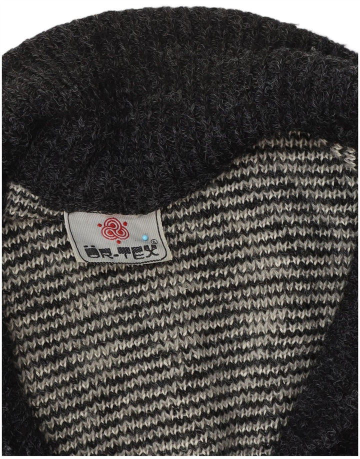 Vintage Mens Cardigan Sweater Large Grey Geometric
