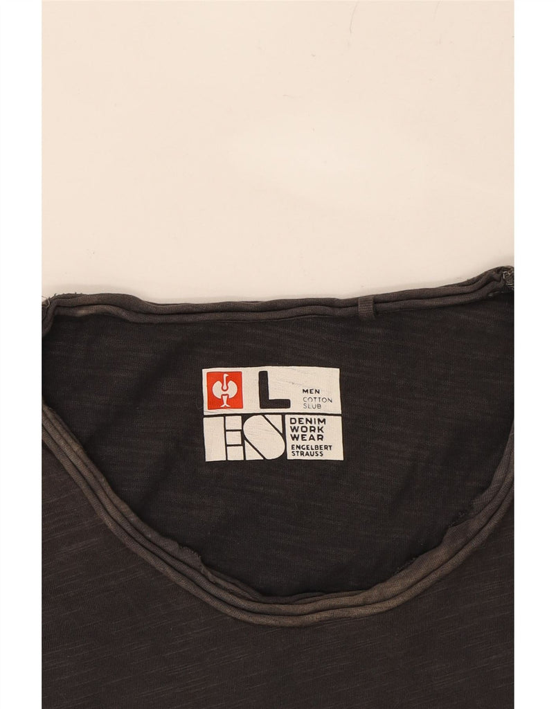 ENGELBERT STRAUSS Mens Graphic T-Shirt Top Large Grey Colourblock Cotton Vintage Engelbert Strauss and Second-Hand Engelbert Strauss from Messina Hembry 