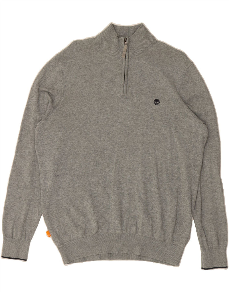 TIMBERLAND Mens Zip Neck Jumper Sweater Large Grey Cotton Vintage Timberland and Second-Hand Timberland from Messina Hembry 