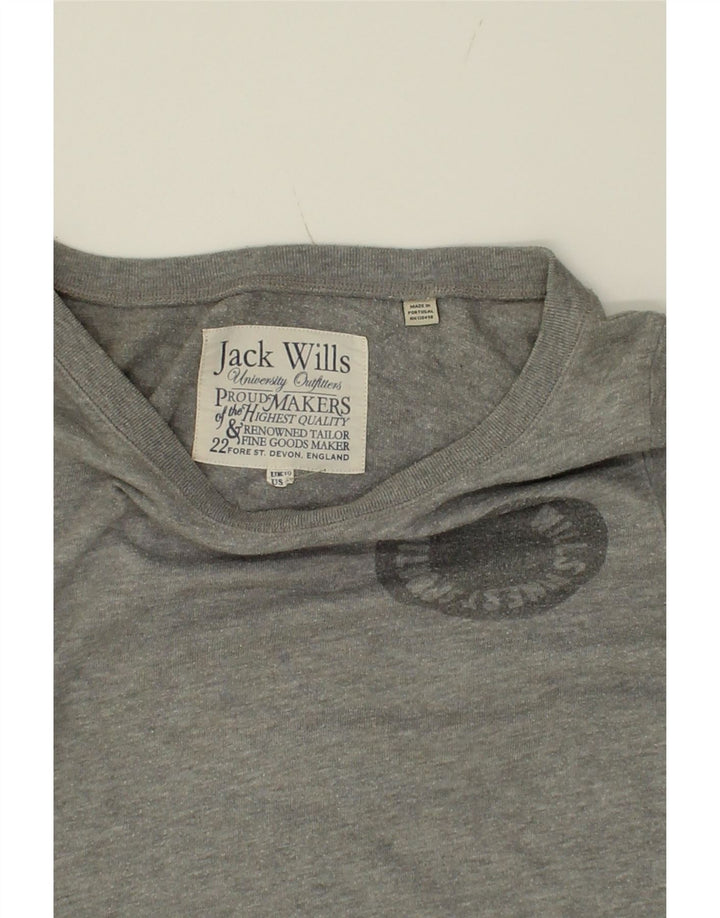 JACK WILLS Womens Oversized Graphic Sweatshirt Jumper UK 10 Small  Grey Vintage Jack Wills and Second-Hand Jack Wills from Messina Hembry 