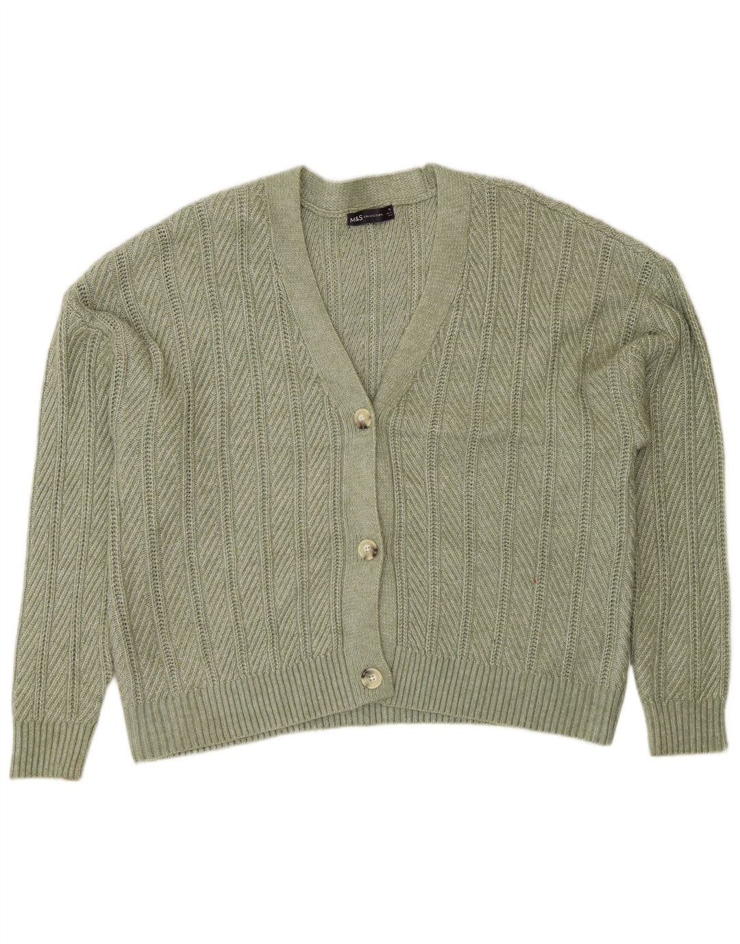 Marks & Spencer Womens Cardigan Sweater UK 18 XL Green Polyester