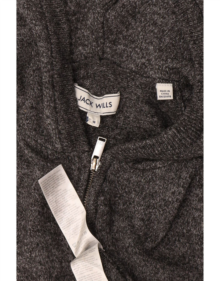 Jack Wills Mens Hooded Cardigan Sweater Medium Grey Flecked Polyester