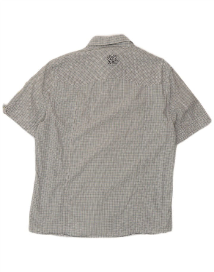 PEPE Jeans Mens Short Sleeve Regular Fit Shirt Large Blue Check