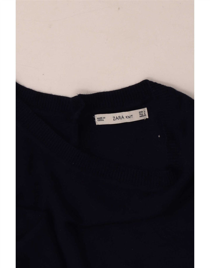 Zara Womens T-Shirt Top UK 14 Large Navy Blue