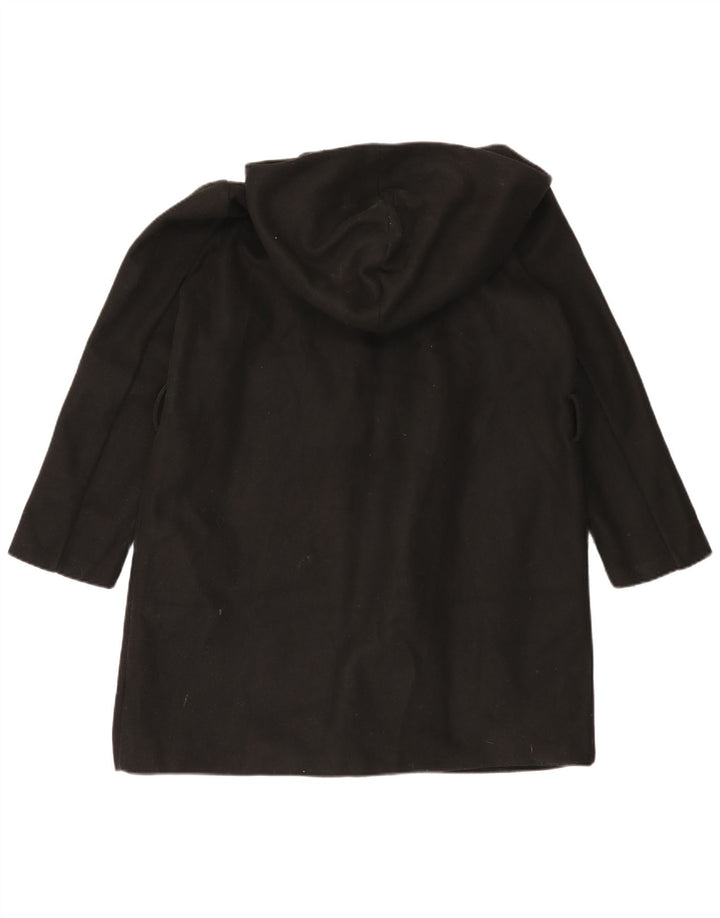 Zara Womens Hooded Oversized Overcoat UK 10 Small Black Polyester