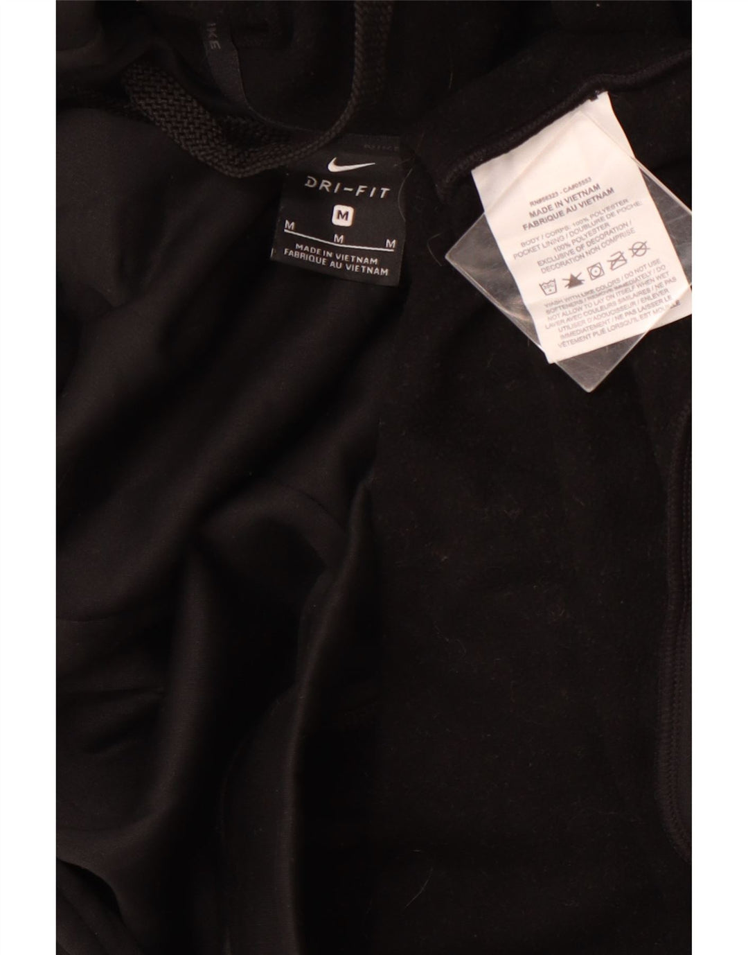 NIKE Mens Dri Fit Hoodie Jumper Medium Black Polyester