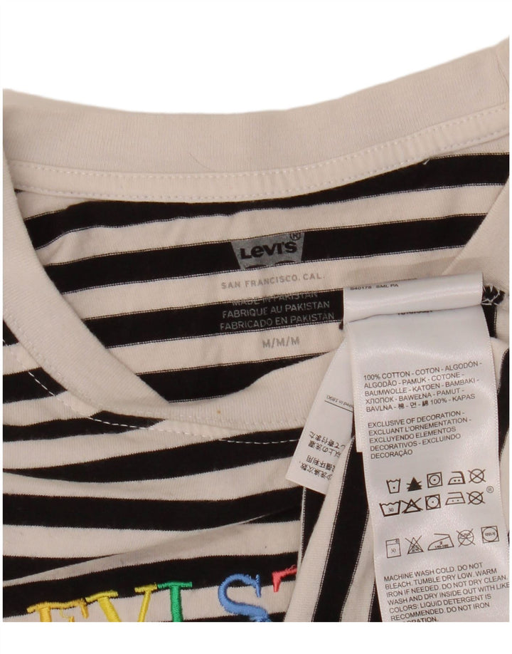 Levi's Womens Oversized Graphic Top Long Sleeve UK 14 Medium Black Striped