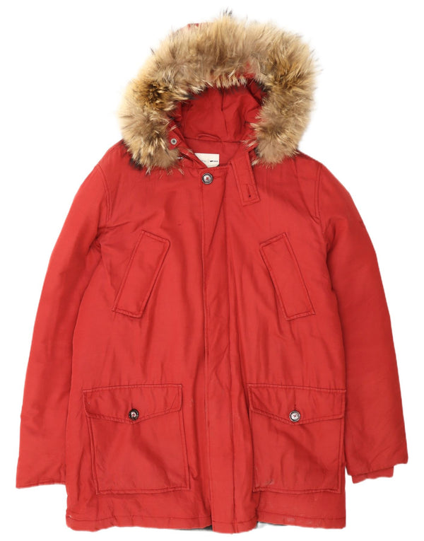 Gas Mens Hooded Parka Jacket UK 40 Large Burgundy