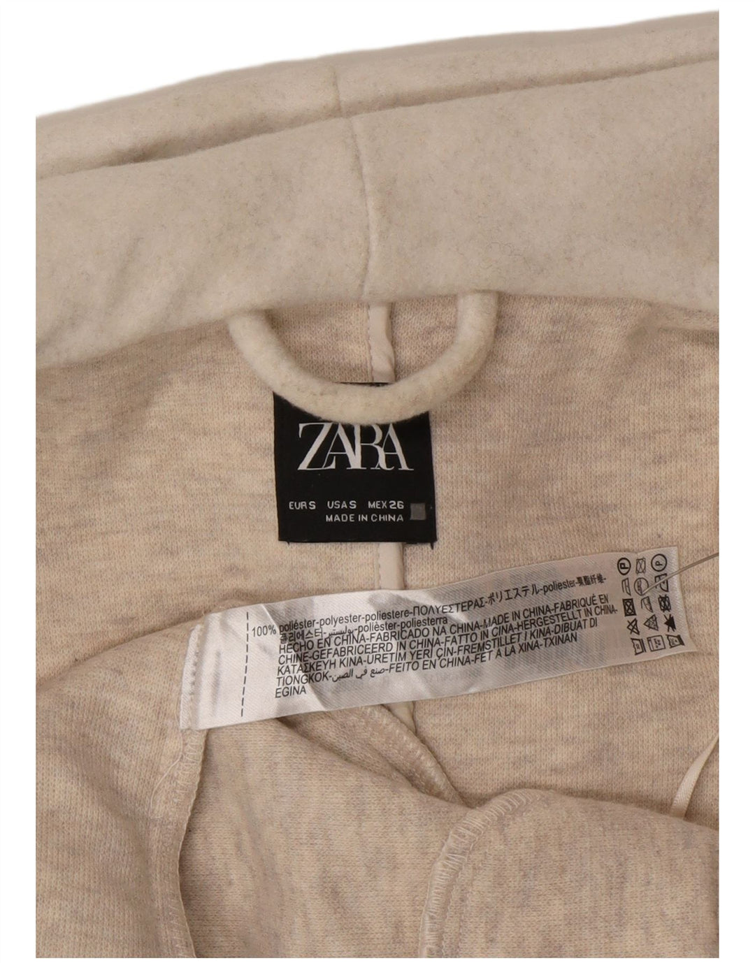 Zara Womens Hooded Oversized Double Breasted Coat UK 10 Small Off White