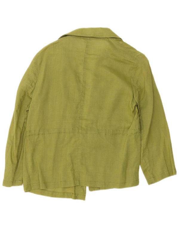 Zara Womens Blazer Jacket UK 16 Large Green Ramie