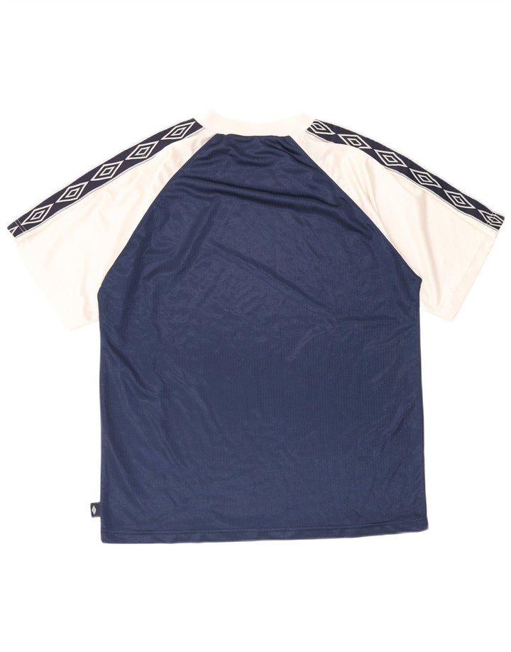 Umbro Mens Graphic T-Shirt Top Medium Navy Blue Colourblock Polyester