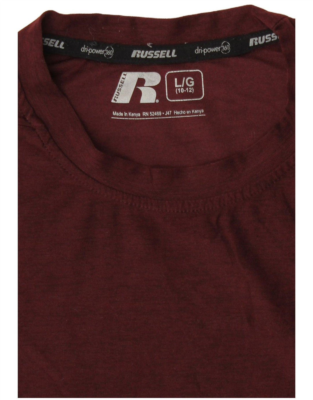 Russell Athletic Boys T-Shirt Top 10-11 Years Large Burgundy Polyester
