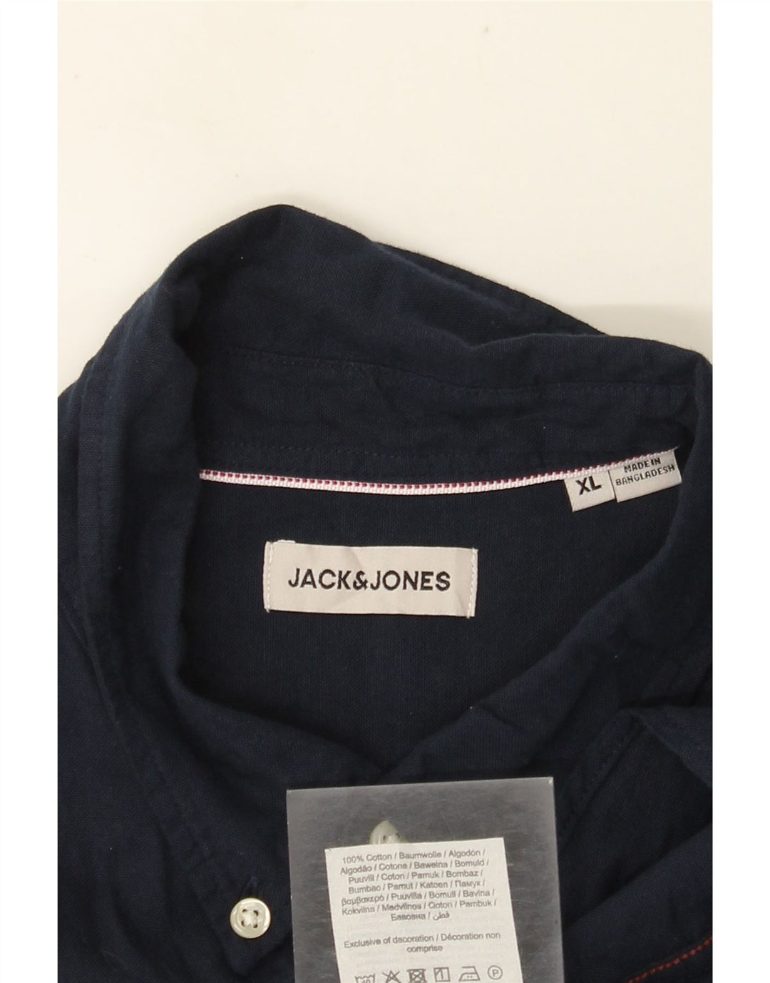 JACK & JONES Mens Short Sleeve Shirt XL Navy Blue Cotton