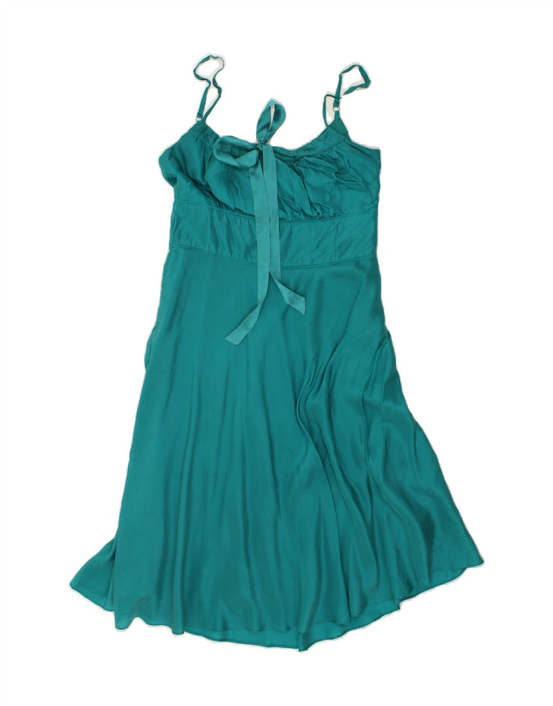 MONSOON Womens Slip Dress UK 12 Medium Turquoise Silk Vintage Monsoon and Second-Hand Monsoon from Messina Hembry 