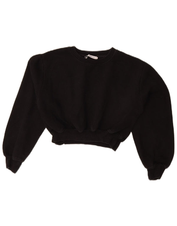 Zara Womens Crop Sweatshirt Jumper UK 10 Small Black