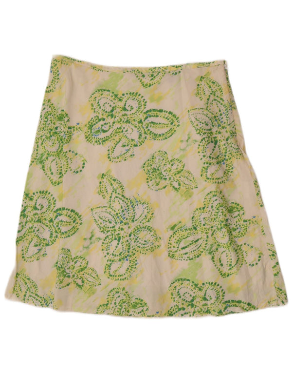 Eddie Bauer Womens A-Line Skirt US 4 Small W30  White Floral Cotton
