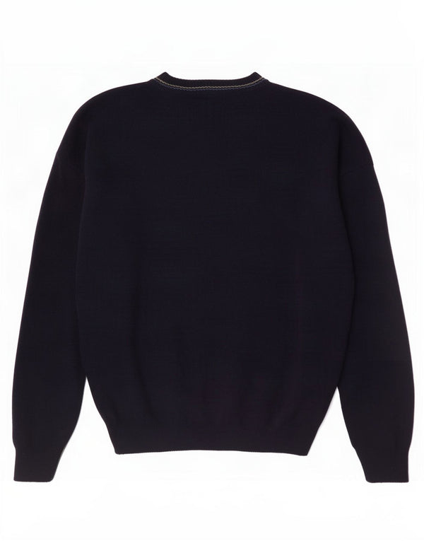Vintage Mens Crew Neck Jumper Sweater IT 52/54 Large Navy Blue