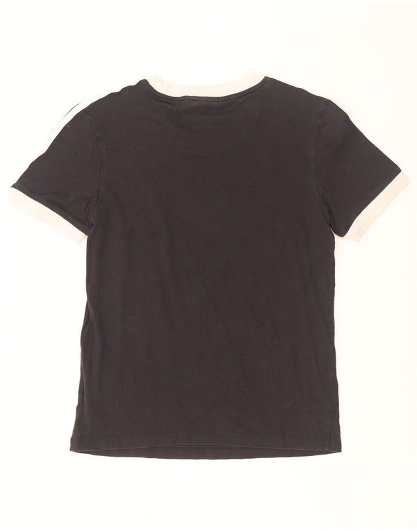 Adidas Womens T-Shirt Top UK 6 XS Black Colourblock Cotton