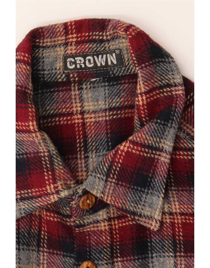 Crown Mens Flannel Shirt Medium Red Check