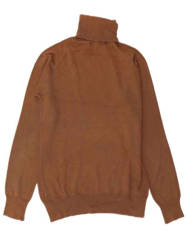 Zara Womens Roll Neck Jumper Sweater UK 14 Large Brown Cotton