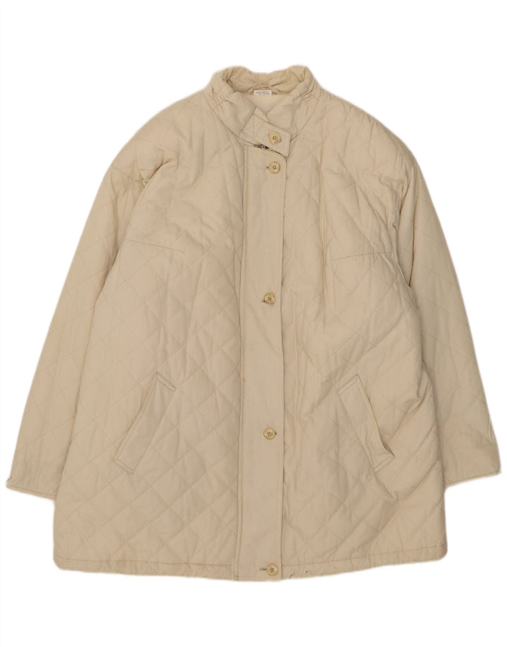 Vintage Womens Quilted Jacket IT 54 2XL Beige