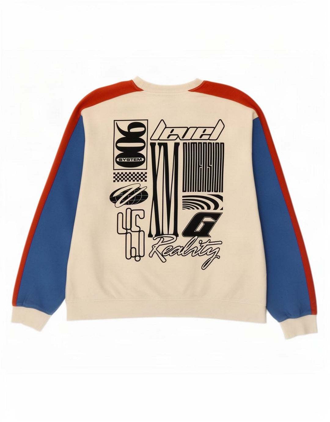 Topman Mens Graphic Sweatshirt Jumper Large White Colourblock