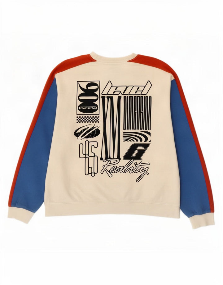 Topman Mens Graphic Sweatshirt Jumper Large White Colourblock