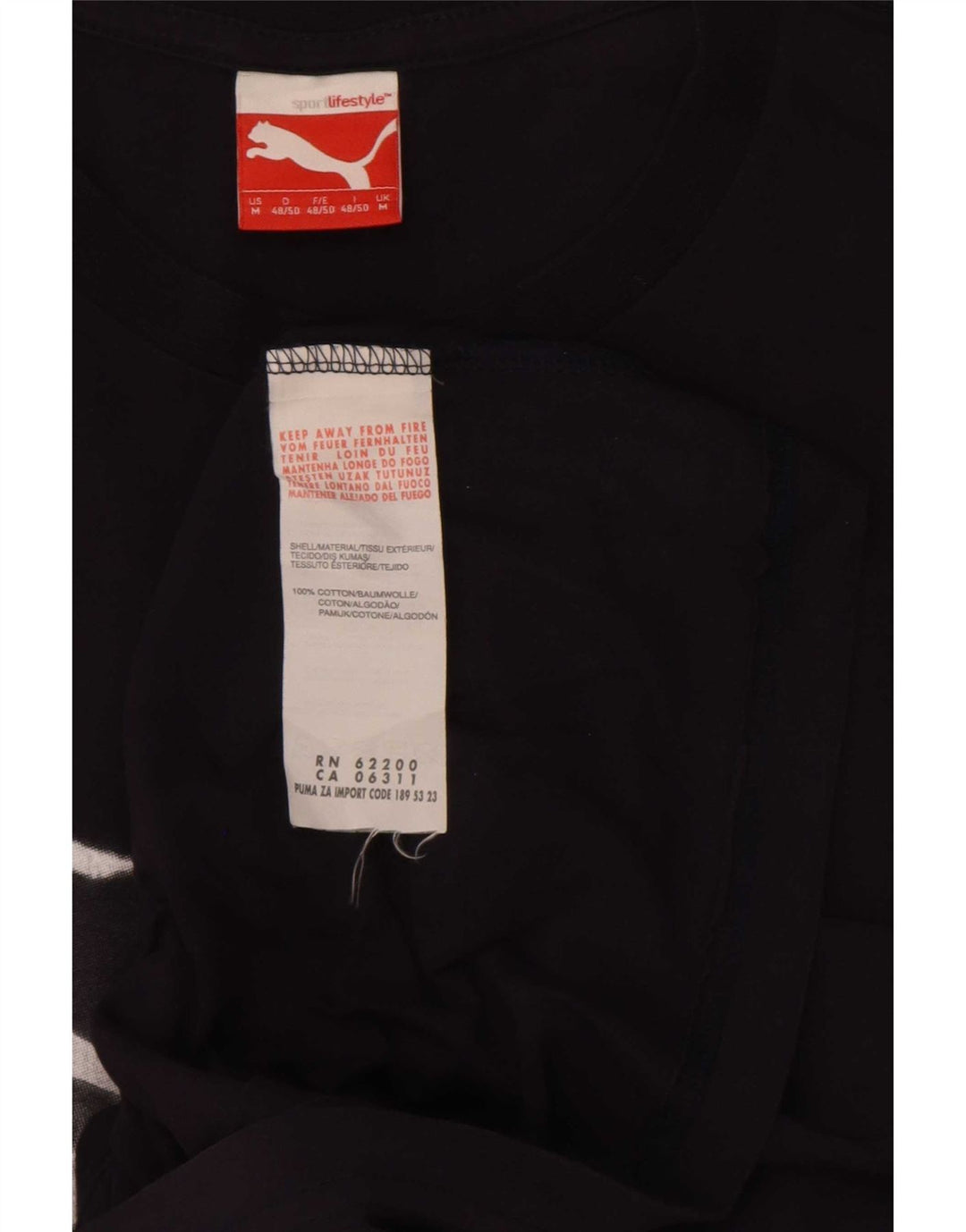 Puma Mens Graphic T-Shirt Top Medium Navy Blue Cotton