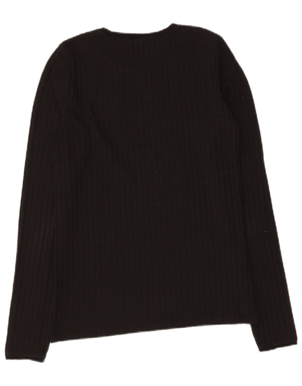 Zara Womens Top Long Sleeve UK 12 Medium Black