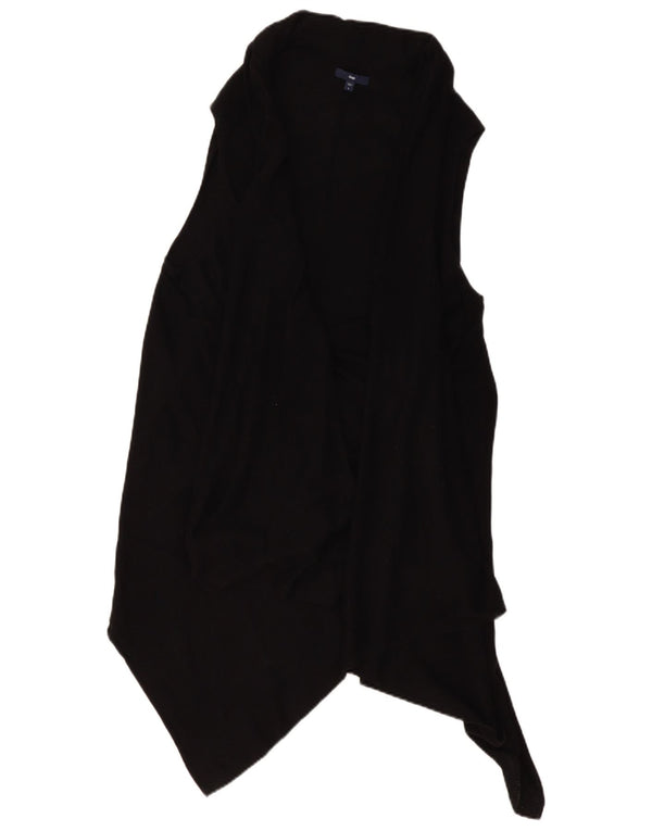 Gap Womens Asymmetric Sleeveless Cardigan Sweater UK 16 Large Black Cotton