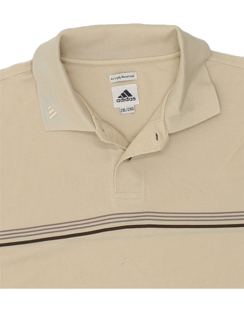 ADIDAS Mens Polo Shirt 2XL Beige Cotton | Vintage Adidas | Thrift | Second-Hand Adidas | Used Clothing | Messina Hembry 