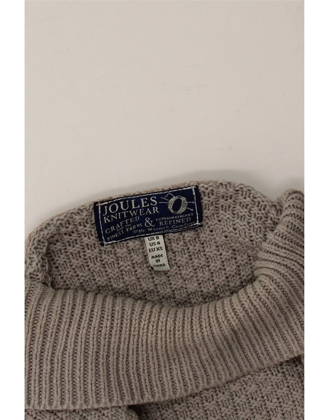 JOULES Womens Oversized Roll Neck Jumper Sweater UK 8 Small Grey Cotton Vintage Joules and Second-Hand Joules from Messina Hembry 