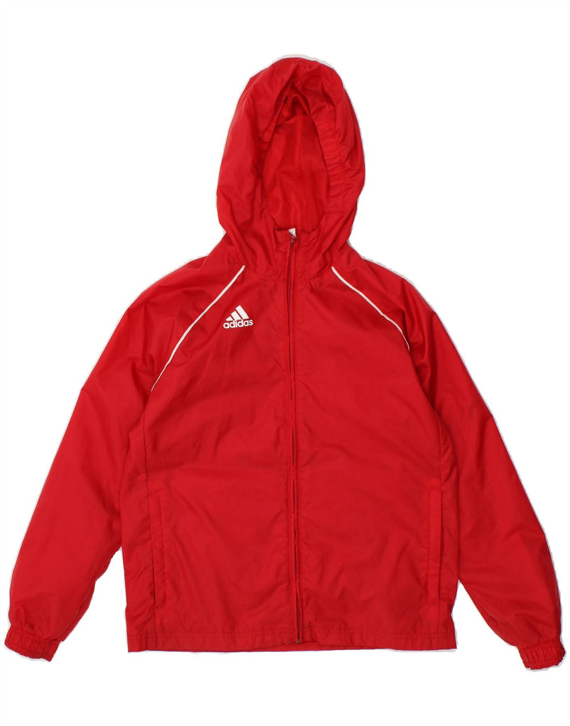 ADIDAS Boys Hooded Rain Jacket 9-10 Years Red Nylon | Vintage Adidas | Thrift | Second-Hand Adidas | Used Clothing | Messina Hembry 