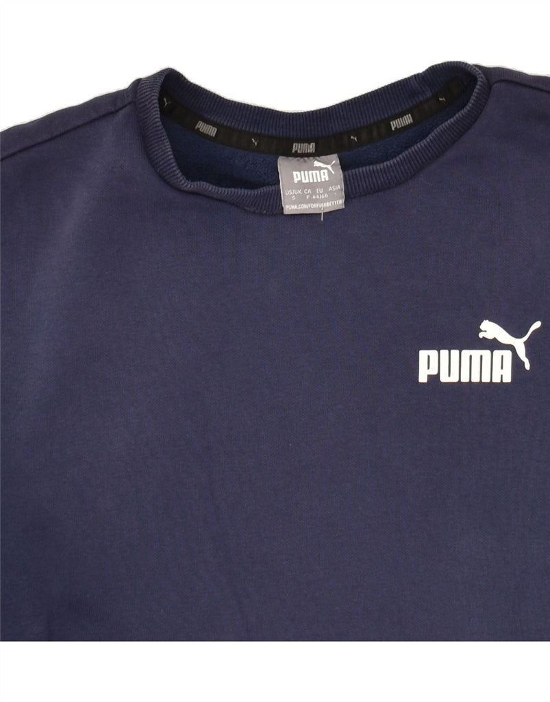 PUMA Mens Sweatshirt Jumper Small Navy Blue Cotton | Vintage Puma | Thrift | Second-Hand Puma | Used Clothing | Messina Hembry 