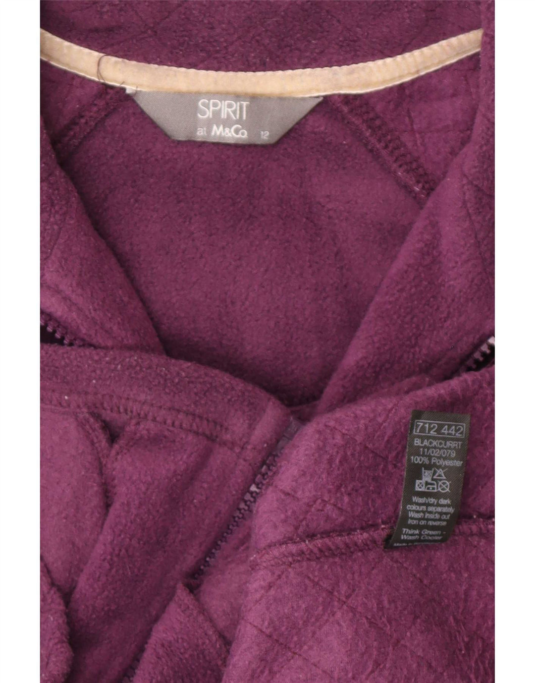 M&Co Womens Fleece Jacket UK 12 Medium Purple Polyester