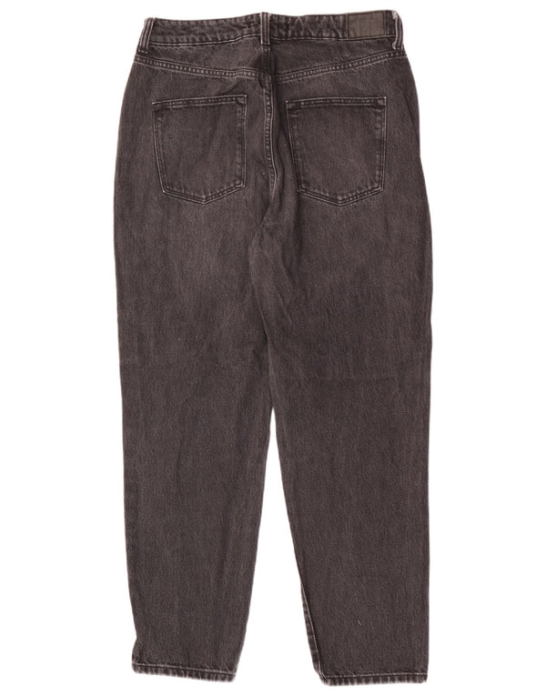 Zara Womens High Waist Tapered Jeans EU 40 Medium W30 L28 Black Cotton